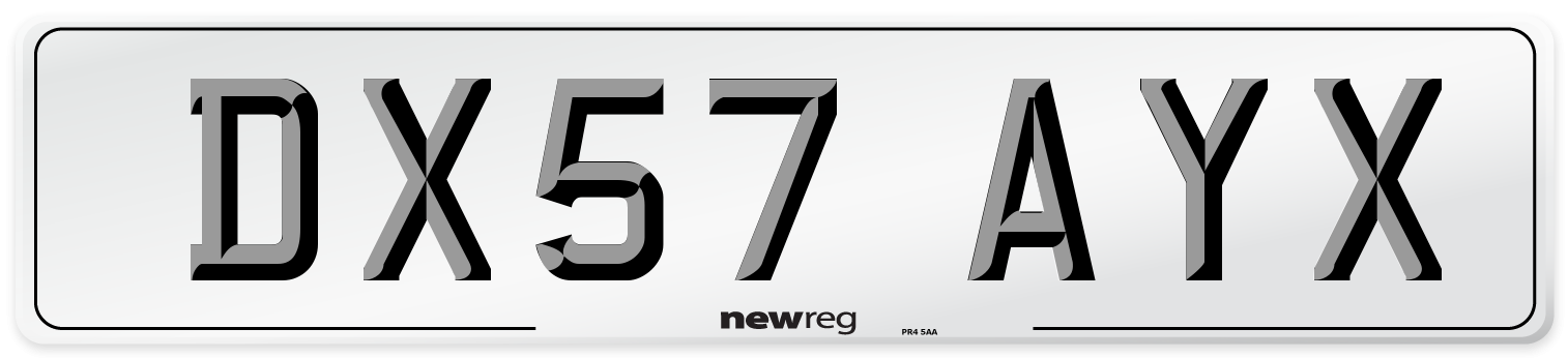 DX57 AYX Number Plate from New Reg